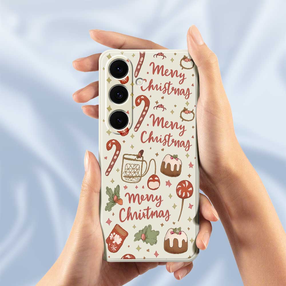 For Samsung Galaxy S25+ Case Merry Christmas Pattern Printing Straight Edge TPU Phone Back Cover