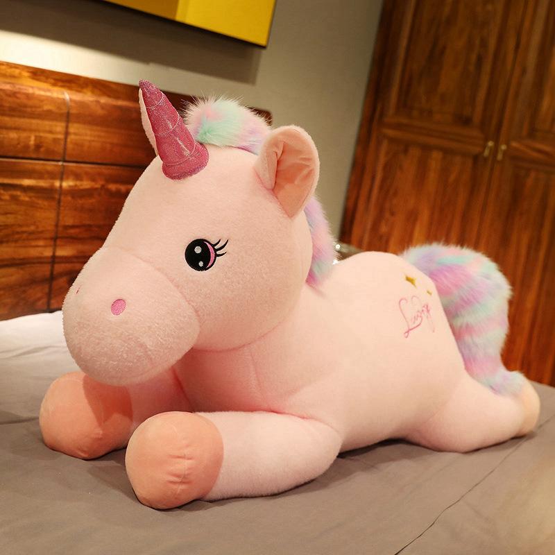 Girl Heart Lying Unicorn Doll Plush Toy Pink Unicorn Doll Children Accompany Soothing Doll