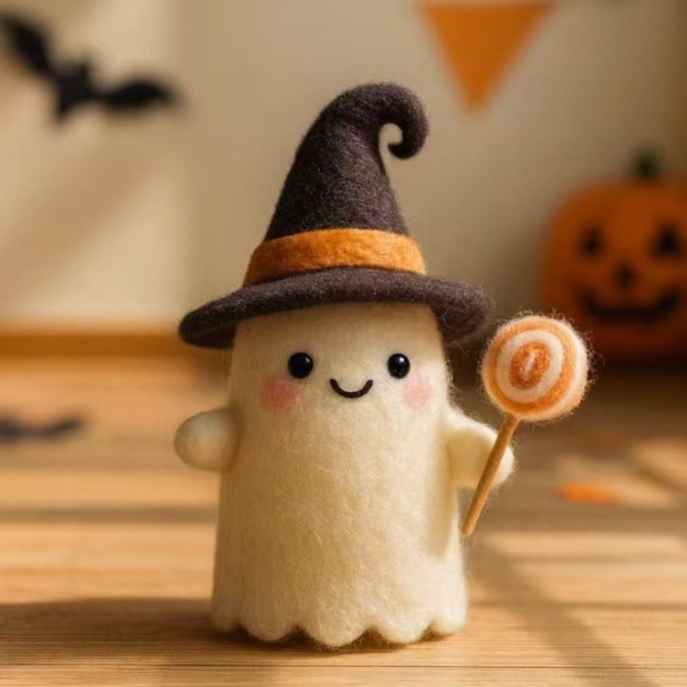 Toy Wool Felt Ghost Statue Witch Halloween Decoration Desk Ornaments Pumpkin Figurine Pendant