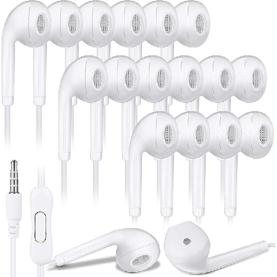 Xinnun 50 Pack Bulk Earbud Headphones with Mic Student in Ear Earbuds Classroom Wired Ear Buds with 3.5mm Headphone Plug for Kids Adults School