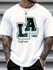 Мужская футболка с коротким рукавом, 100% хлопка, 1 предмет, высококачественный дышащий материал, принт с надписью Los Angeles, легкость движений