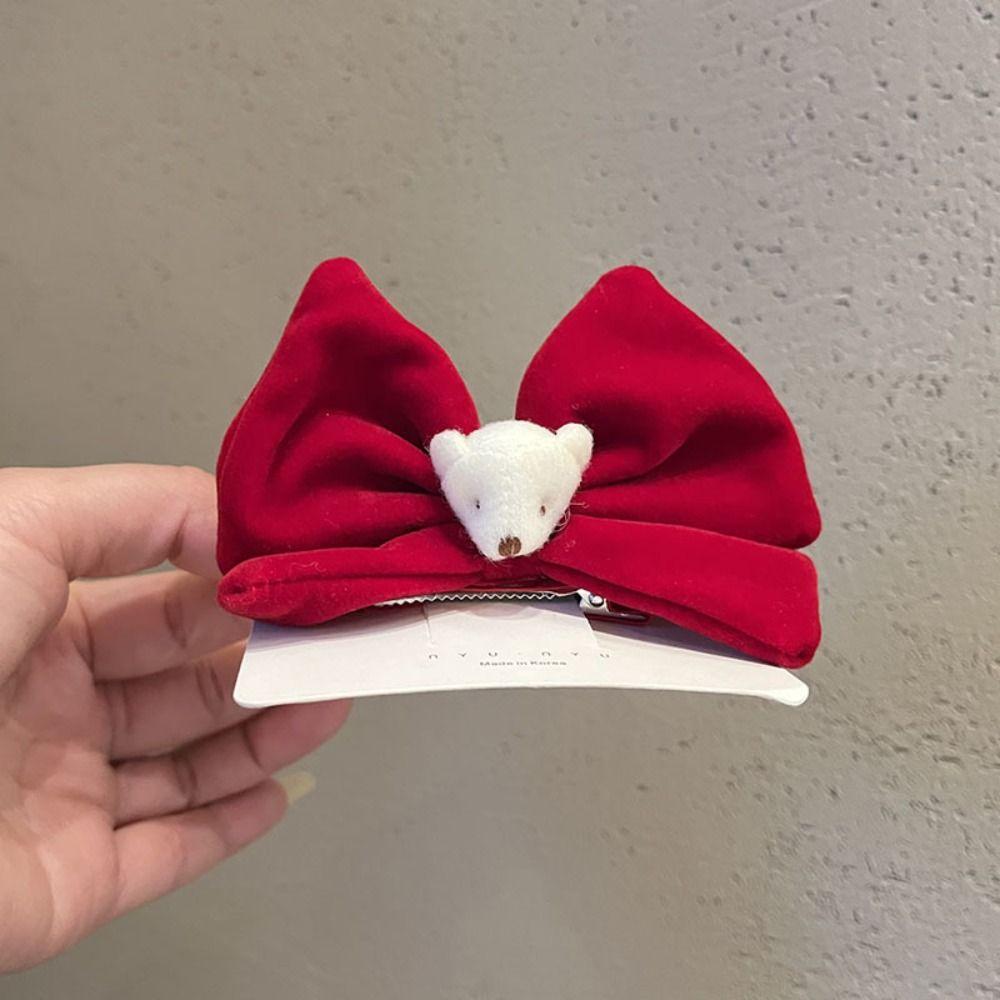 Rabbit Children Red Bow Hairpin Crown Ancient Style Hairpin Lovely Hanfu Hair Sticks Girls