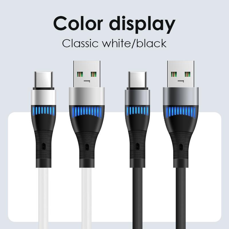 Светящийся USB-кабель с быстрой зарядкой для устройств Apple, Android и Type-C