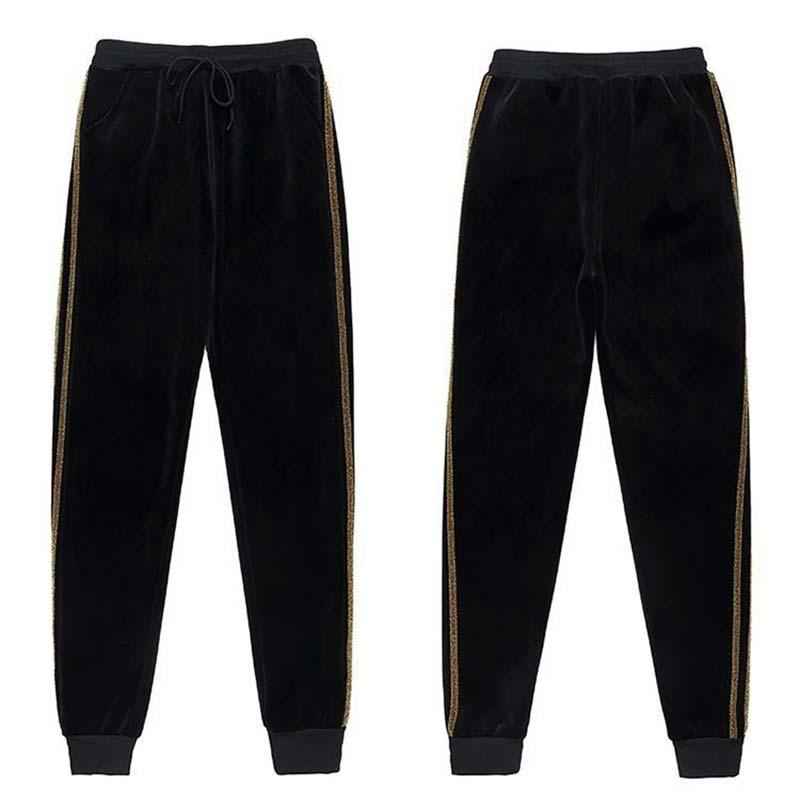 Женские утолщенные бархатные спортивные брюки, зимние модные теплые свободные повседневные плюшевые брюки