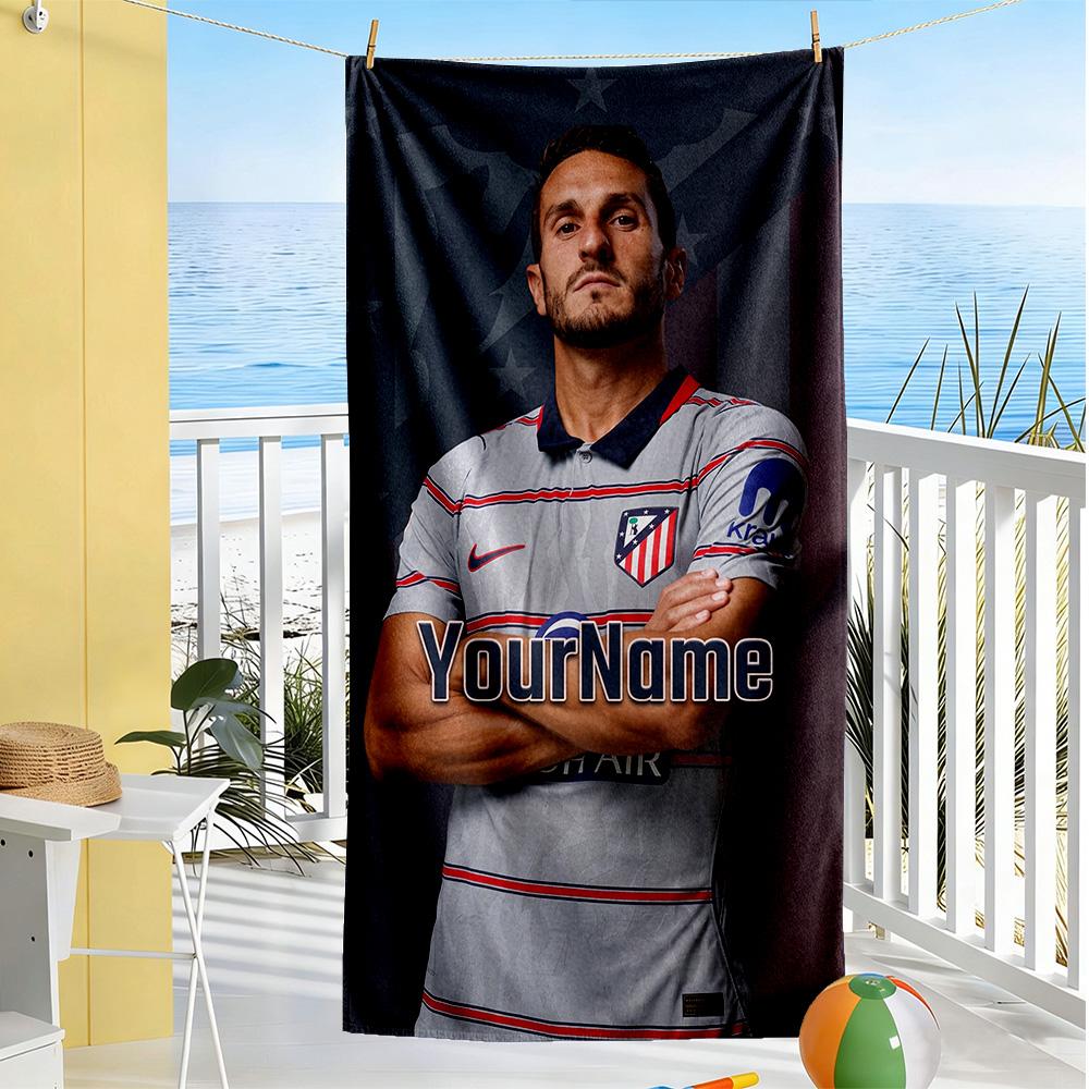 Atletico Madrid Customized Name Beach Towel High Absorbency & Quick-Dry