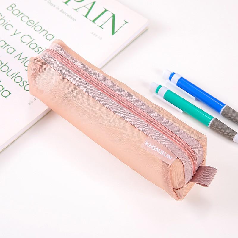 1 Pcs Simple Mesh Transparent Pencil Case Storage Pen Bag Zipper Pouch Portable Mini Cute Stationery Office School Supplies