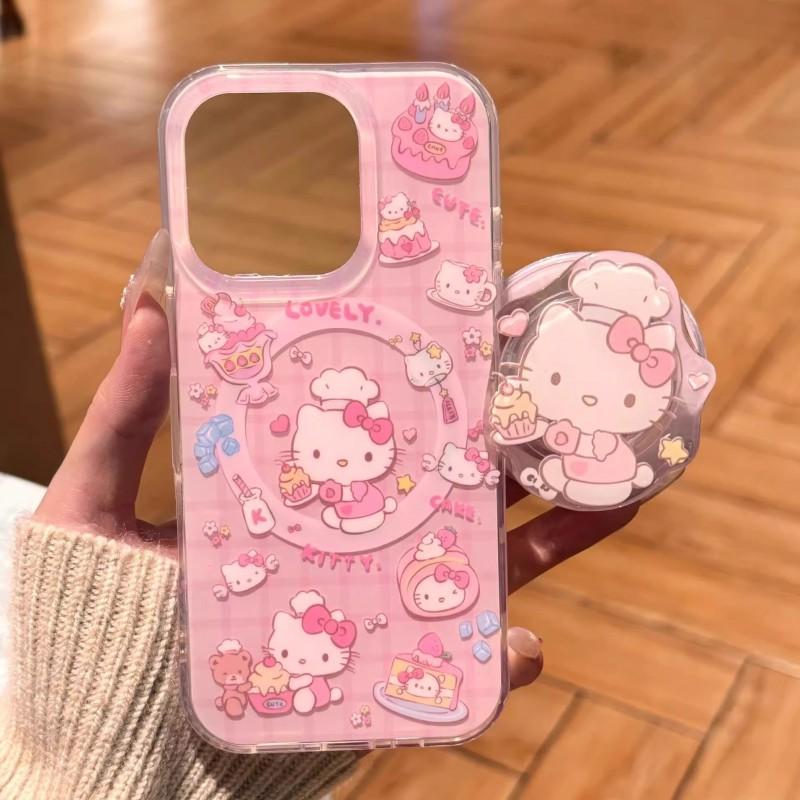 Магнитный Чехол для Телефона IPhone 17 Pro Max 16 15 14 13 С Дизайном Кота-Повара Мягкий ТПУ Ударопрочный Чехол Съемная Подставка