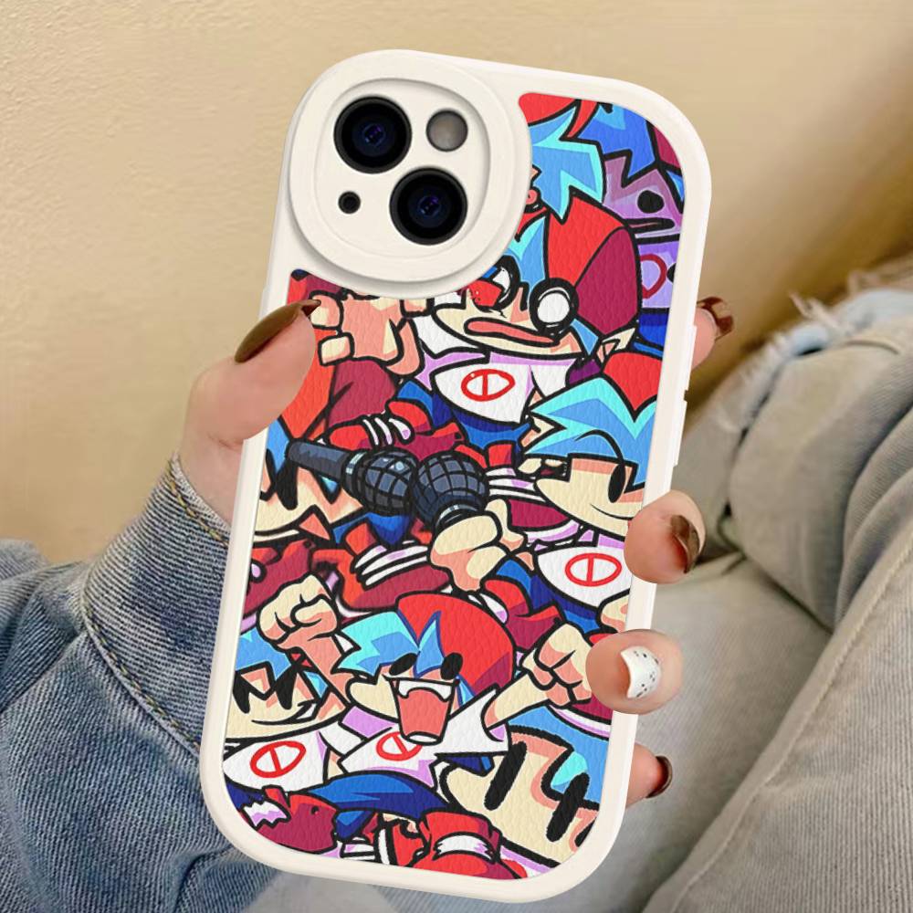 Game F-Friday Night Funkin Phone Case For IPhone 16 15 14 13 Pro Max 11 12 Plus Leather Silicone Cover