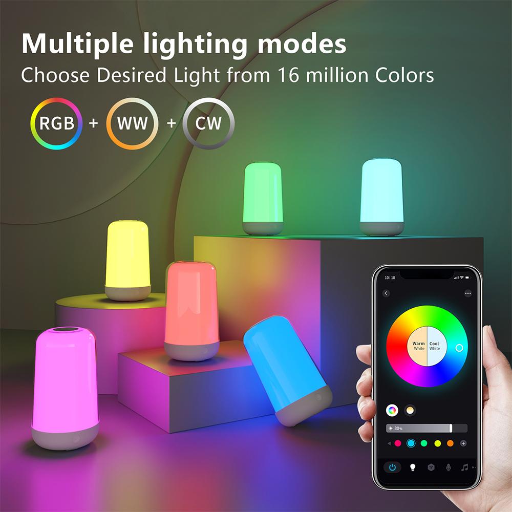 LED Night Light 7 Color Changing Smart Touch Control Bedside Table Lamp BT Remote Control 3600mAh
