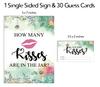 Inkdotpot How Many Kisses In The Jar White Greenery Floral Bridal Shower Game 1 Sign   30