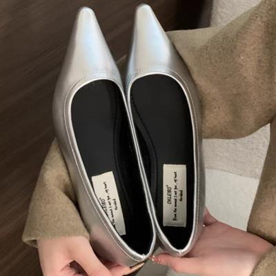 Мода Женская Мода Балетки Весна Новые Острый Носок Мелкий Вырез Замша Мягкая Подошва Противоскользящие Износостойкие Одинарные Туфли