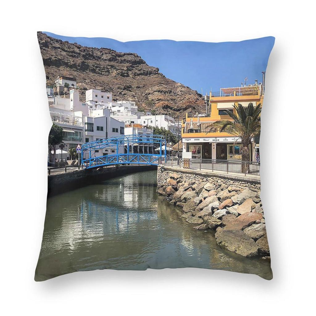 Puerto De Mogan Gran Canaria Pillowcase Polyester Linen Velvet Creative Zip Decorative Pillow Case Sofa Cushion Case
