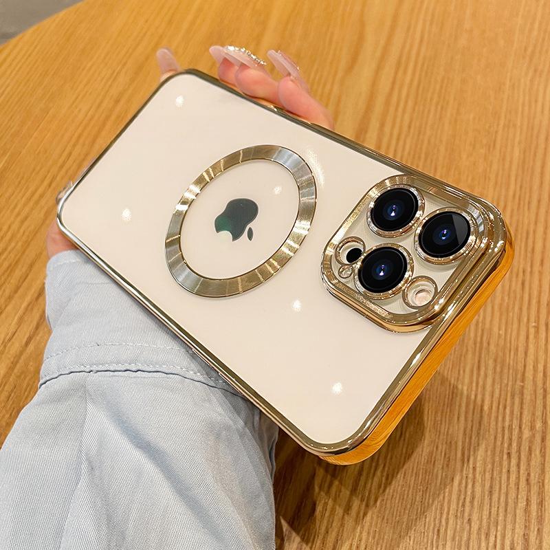 Гальванопокрытие Подходит для чехла iPhone 13 14 Прозрачное Магнитное притяжение iPhone12 Pro Max Простой 11 Противоударный Защитный чехол