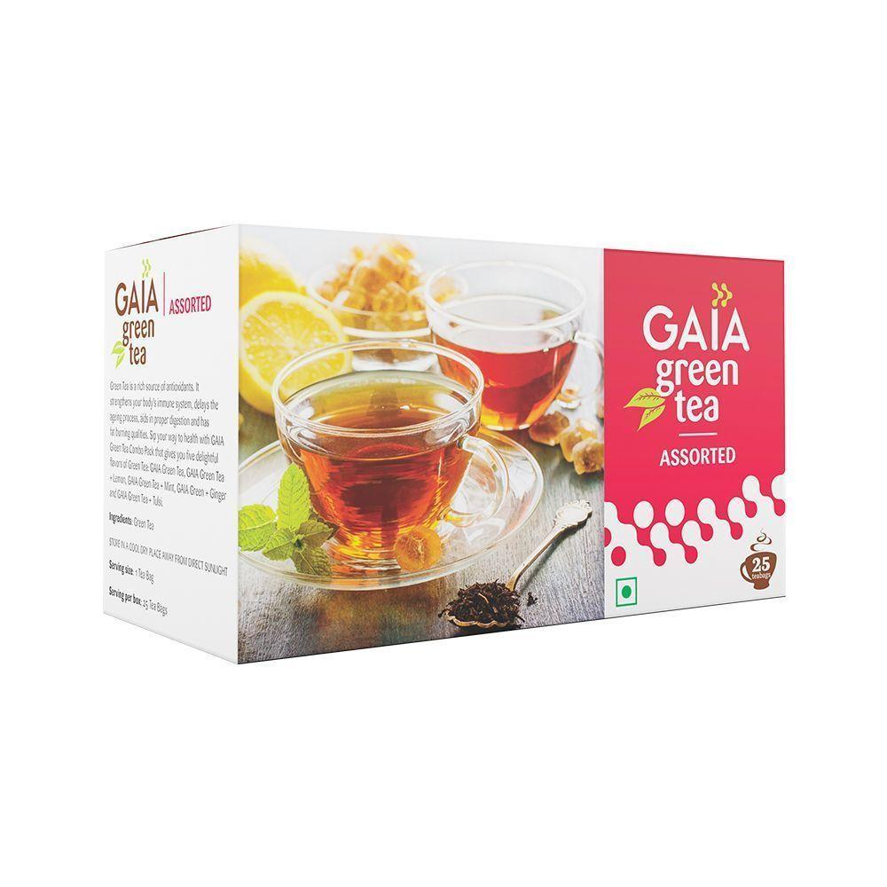 Зеленый чай Ассорти (25 пак, 2 г), Green Tea Assorted,  Gaia