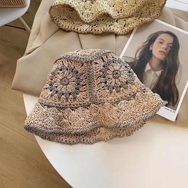 Соломенная шляпа детская весенне-летняя соломенная цветочная солнцезащитная шляпа с большим карнизом, универсальная, повседневная, пляжная шляпа для женщин