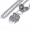 One Nordic men's Viking bear paw and wolf head pendant necklace, a fashionable and trendy necklace, a punk hip-hop party accessory.