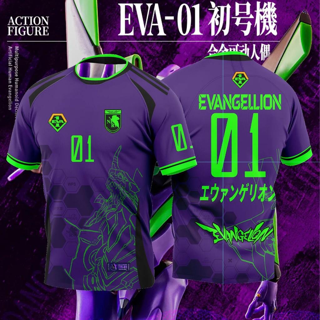 Unisex EVA Unit-01 Evangelion Two-Sided Mesh Soccer Jersey, Y2K Mecha Anime Streetwear Loose Sport Tee, Breathable Quick Dry Shirt