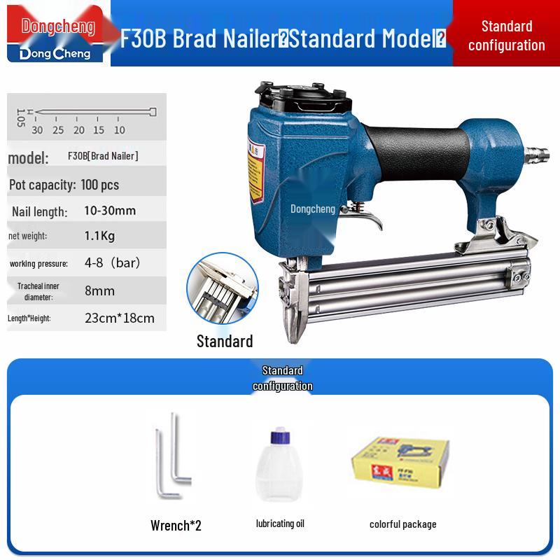 Пневматический гвоздезабиватель Dongcheng - F30 для деревообработки, гвозди-«комарики», стальные и степлер-гвоздезабиватель с гвоздями T50