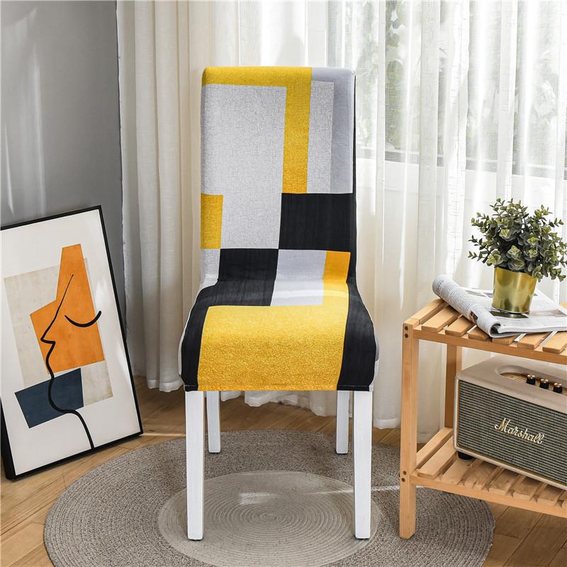 Geometric Elastic Dining Chair Cover Universal Slipcovers Chair Case Stretch Seat Cover For Wedding El Banquet Living Room