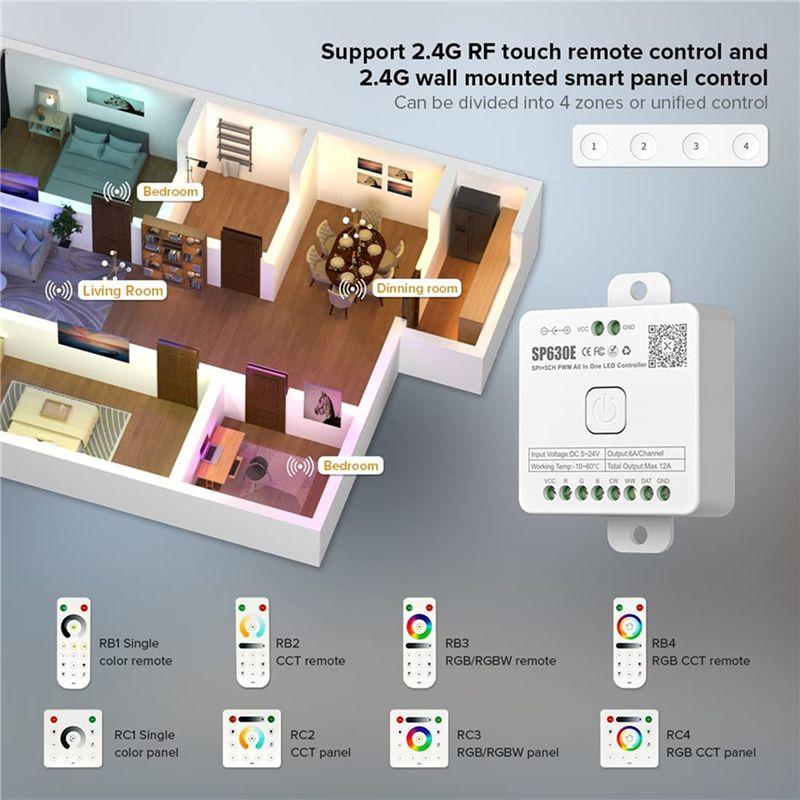 A84X-2X SP630E Bluetooth LED Контроллер Поддержка PWM Монохромный CCT RGB RGBW RGBCCT Или SPI TTL IC Чип LED Лента WS2811 WS2812B