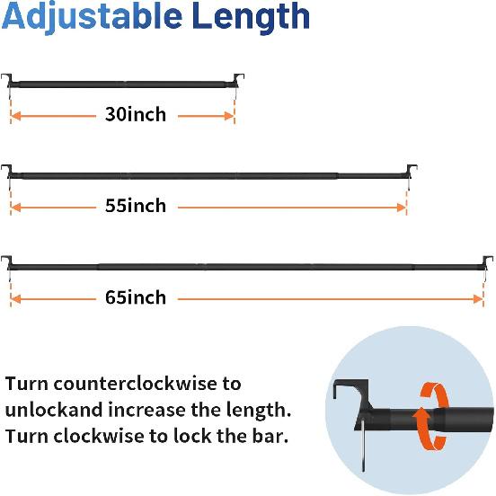 Heavy Duty Car Clothes Hanger Bar 30-64 Inches - Wrinkle Free Telescopic Clothes Rack For Vehicles, SUV, Truck