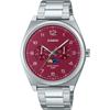 Standard Moon Phase Analog Men's Watch MTP-M300D-4AV (Wine Red)