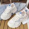 Модные белые женские кроссовки на платформе 2024 года, весна, шнуровка, толстая подошва, вулканизированная обувь, женская дышащая спортивная обувь из искусственной кожи