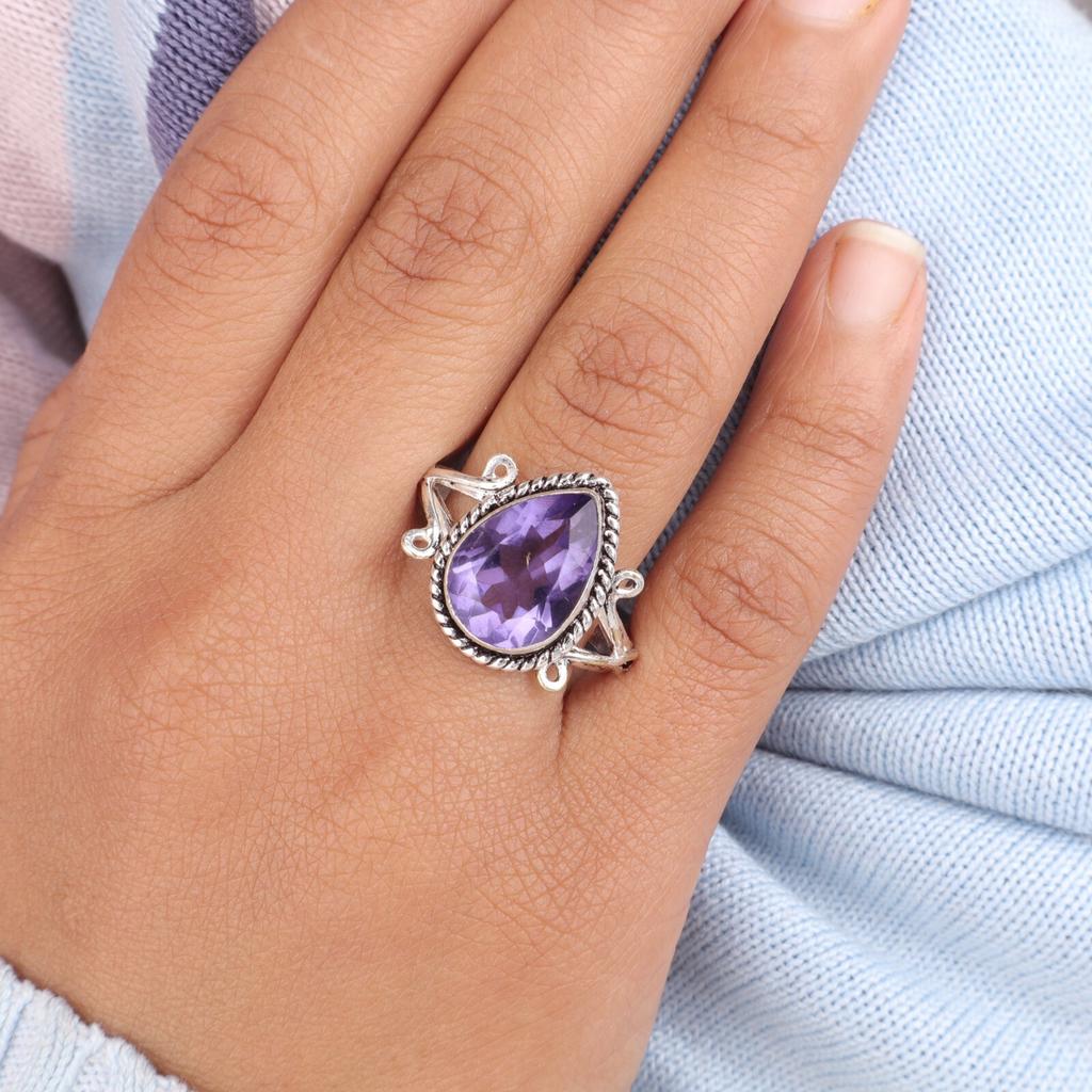 Natural Iolite Gemstone 925 Sterling Silver Jewelry Handmade Ring Gift For Her RR-57-10
