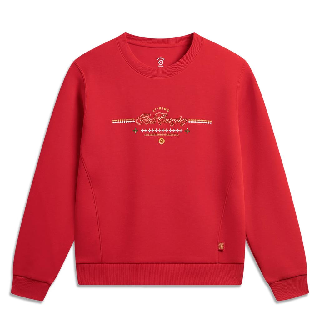 Li Ning Серия Китайской Культуры Принт с Буквами Круглый Вырез Повседневная Толстовка Женская толстовка AWDW106-2