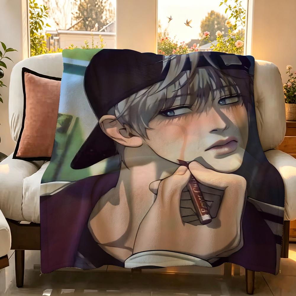 Comic P Pearl B Boy Throw Flannel Throw Blanket Suitable for Sofa Living Room Bedroom