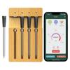 98FT Wireless Meat Thermometer BT 4 Probes Meat Thermometer Waterproof Type-C Rechargeable Food Cooking Thermometer