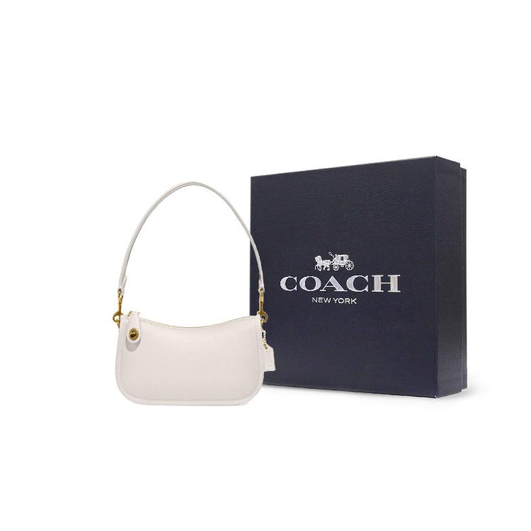 New COACH Swinger Cow Leather Pochette, Shoulder Bag, Handbag Women's Pink White C2643-B4HA