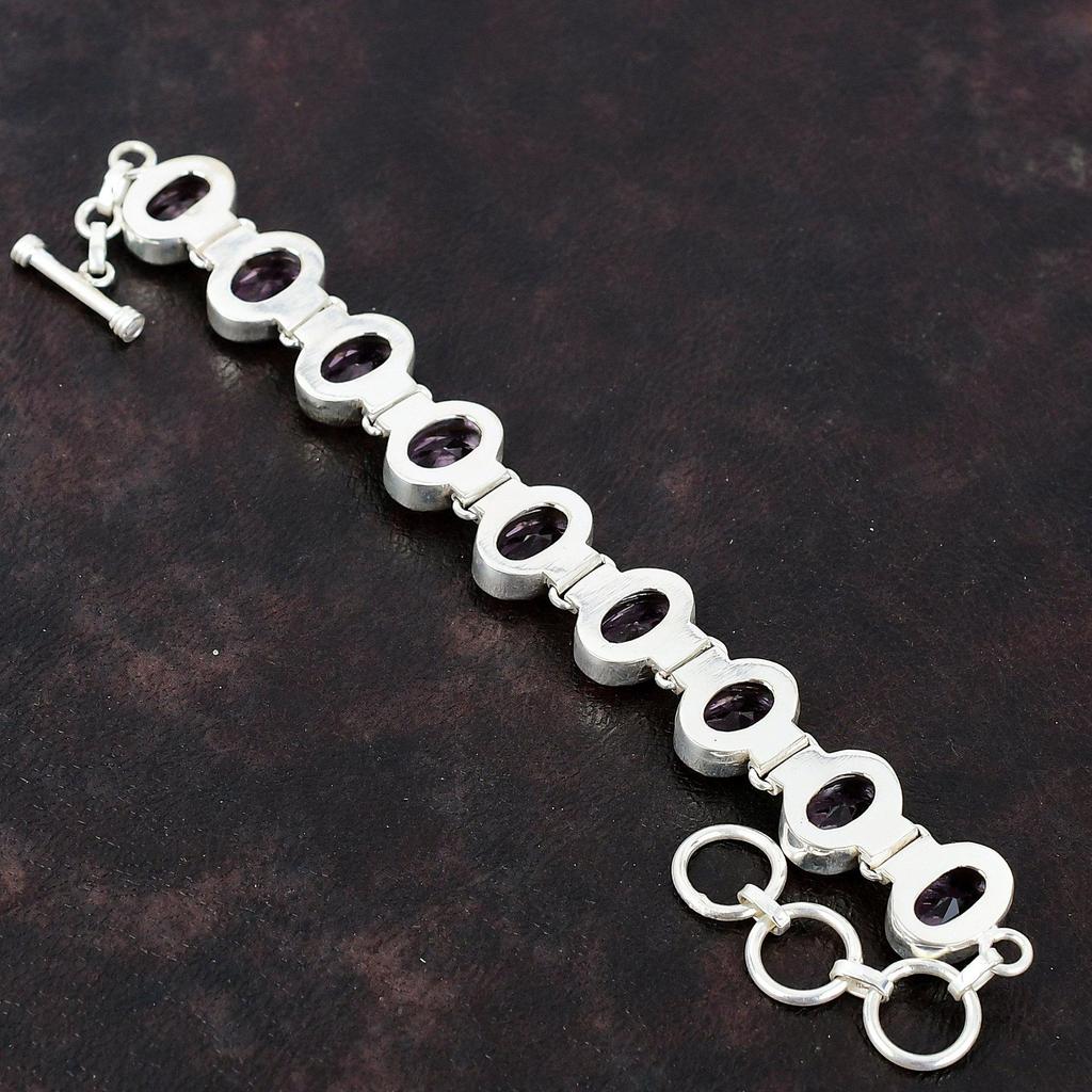 Граненый розовый браслет из кунцита Браслет ручной работы Браслет из стерлингового серебра 925 пробы Регулируемый браслет-цепочка Достойный ювелирный подарок из драгоценных камней для жены