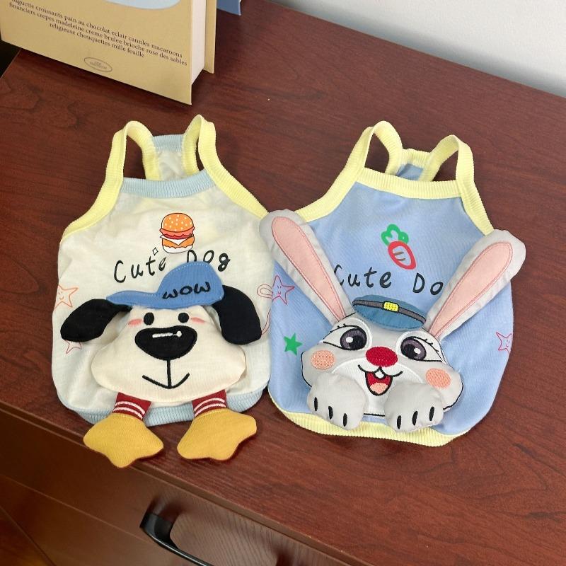 Cute 3D Doll Pet Suspender Vest, Cotton Cartoon Sleeveless Clothes for Small Dogs Cats Teddy Bichon