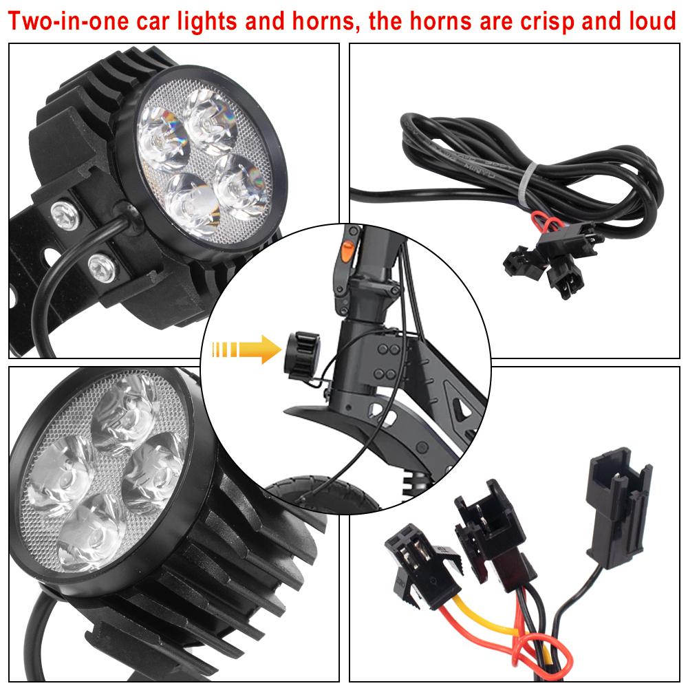 2 In 1 Led Headlights 12-80V Front Lamp Light With Horn For Kugoo M4 Pro Electric Kick Scooter Night Safety Front Light Lamp Par