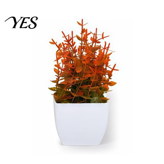 Bookshelf Artificial Plant Simulated Small Potted Plant, Maintenance-Free, Realistic Autumn Leaves Fall-themed Faux Mini Fake for Desktop Decor Color