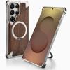 Деревянный чехол Eary для Galaxy S25 S24 Ultra С подставкой с поворотом на 360° Ударопрочный защитный чехол Уникальный деревянный дизайн Безрамный