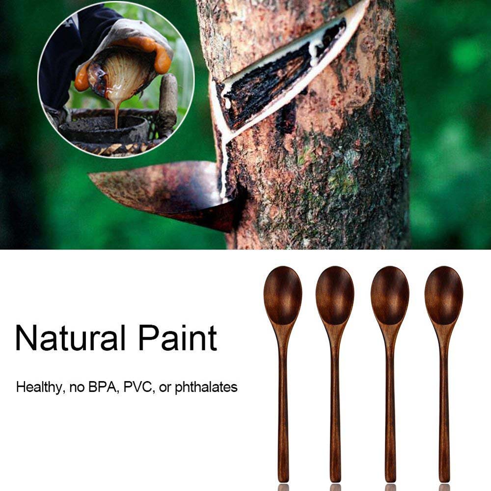 Long Handle Flatware Mixing Ellipse Wooden Spoons Soup Spoons Kitchen Utensil Cooking Supplies