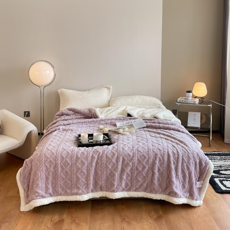 Новое двухслойное бархатное одеяло с башней, утепленное жаккардовое одеяло из овечьей шерсти, однотонное фланелевое одеяло с ворсом