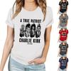 Women's Casual Printed T-Shirt Round Neck Pullover Short Sleeve Top