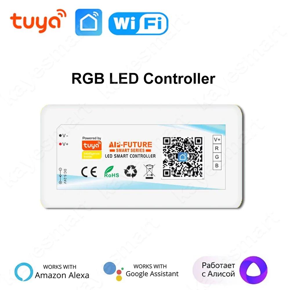 Tuya Smart WiFi LED Controller DC5V-24V RGB/RGBW/RGBCCT Single Color Dimmer LED Strip Remote Control Work with Alexa Google home