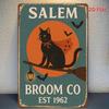 Жестяная табличка на Хэллоуин Salem Broom Co. 8x12 дюймов, Рустикальный Винтажный Металлический Декор Стены для Дома и Улицы
