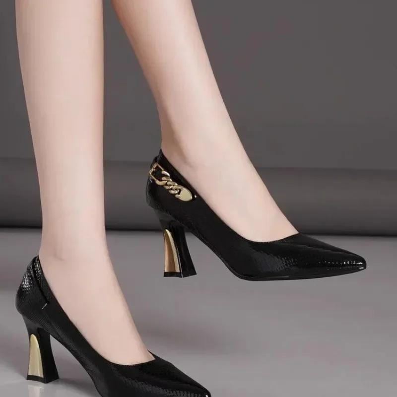 Shoes Female  Plus Size Slip On Women's High Heel Fashion Dress Pumps Women Pointed Toe Buckle Strap Thin Heels Shoes Women