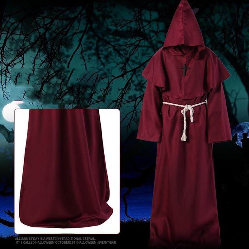 Wizard Costume Cosplay Medieval Monk Friar Robe Priest Costume Ancient Clothing Christian Suit