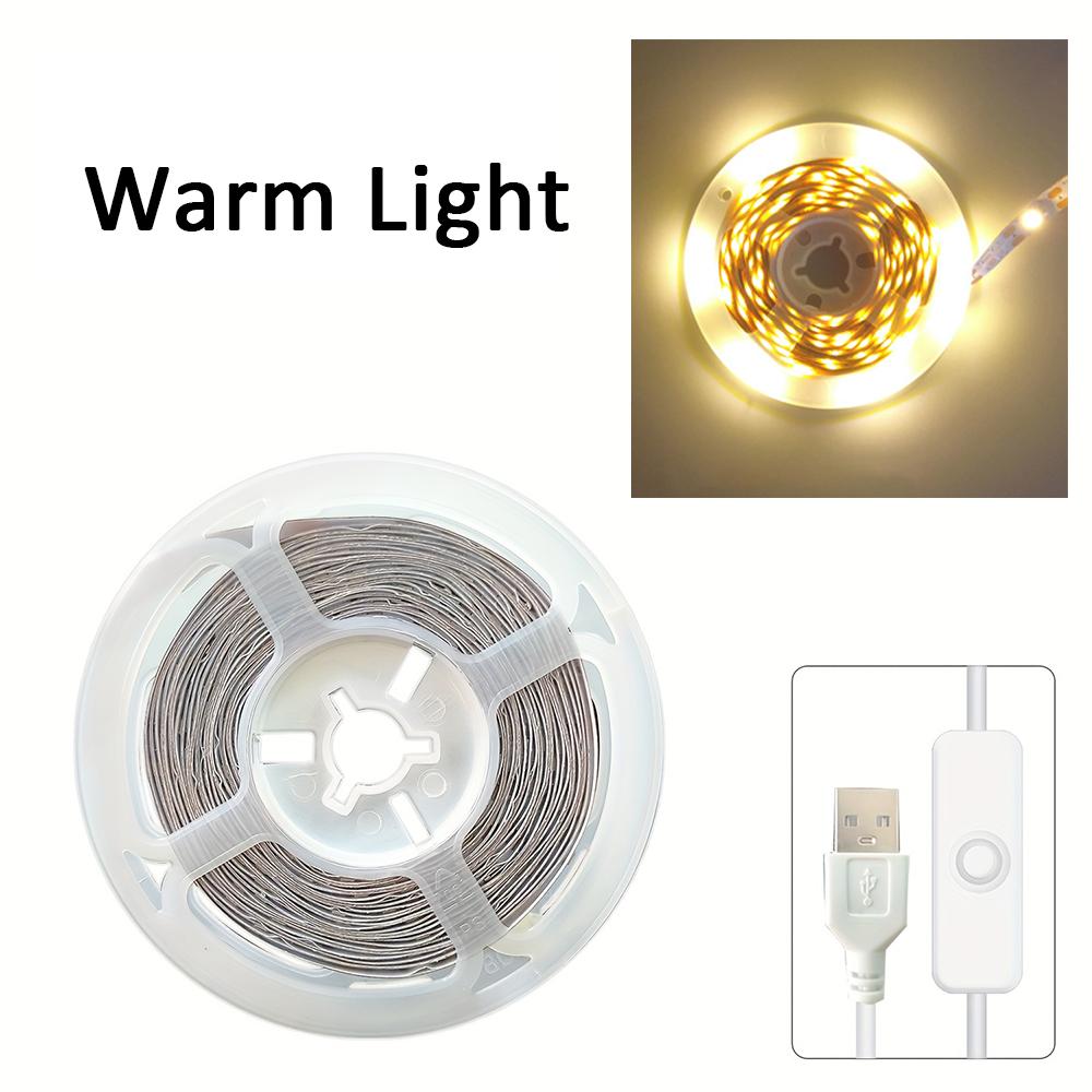 USB Led Strip Lights DC 5V 2835 White / Warm White Led Lights with ON/OFF Switch for Bedroom, Mirror, Cabinet, Wardrobe, TV