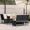 3 Piece Garden Sofa Set with Cushions Black Poly Rattan