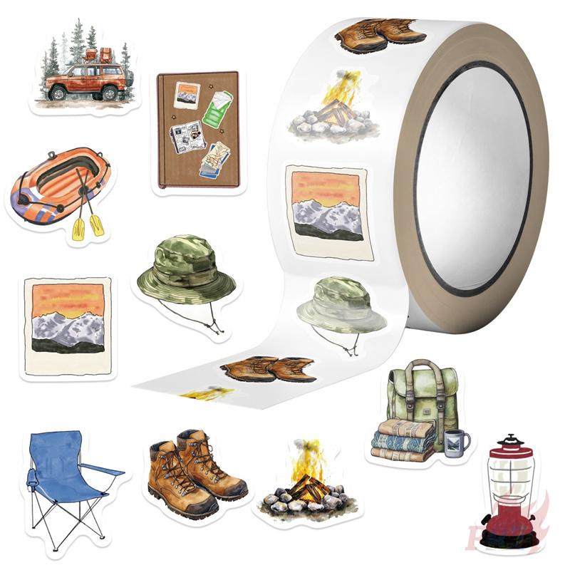 500Pcs/Roll Outdoor Camping Kids Rewards Stickers - DIY Scrapbooks Album Decor Sealing Label Decals