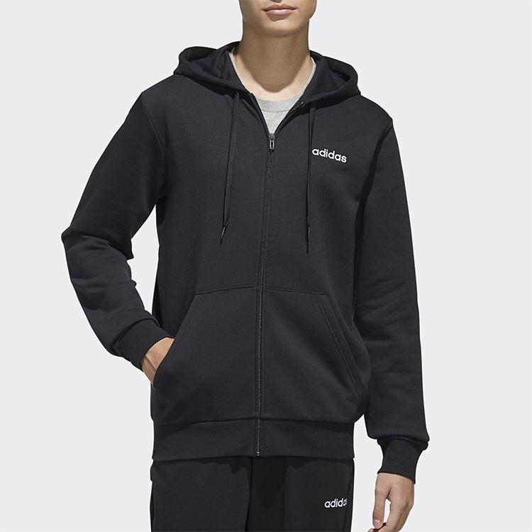 adidas Вязаная повседневная спортивная куртка с капюшоном, мужская верхняя одежда, черная FL8591