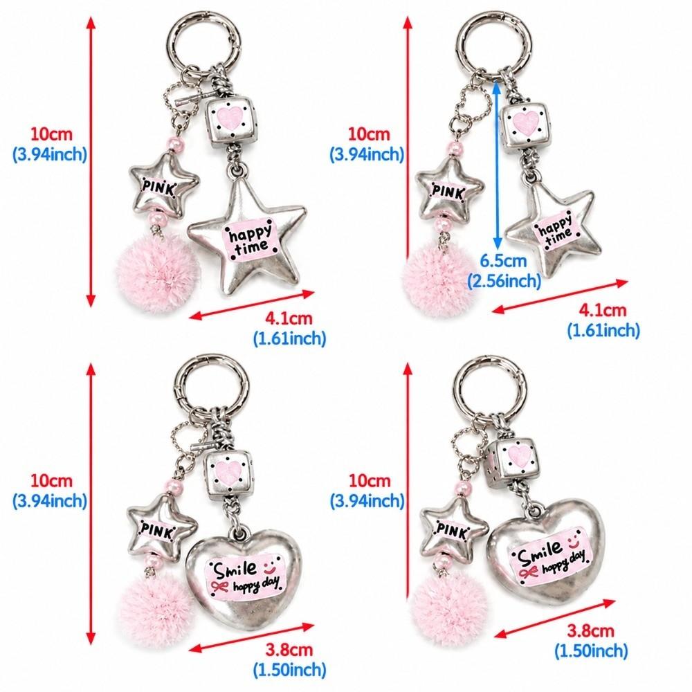 Decorative Star Keychain Y2k Heart Keyring Celestial Zipper Pull Car