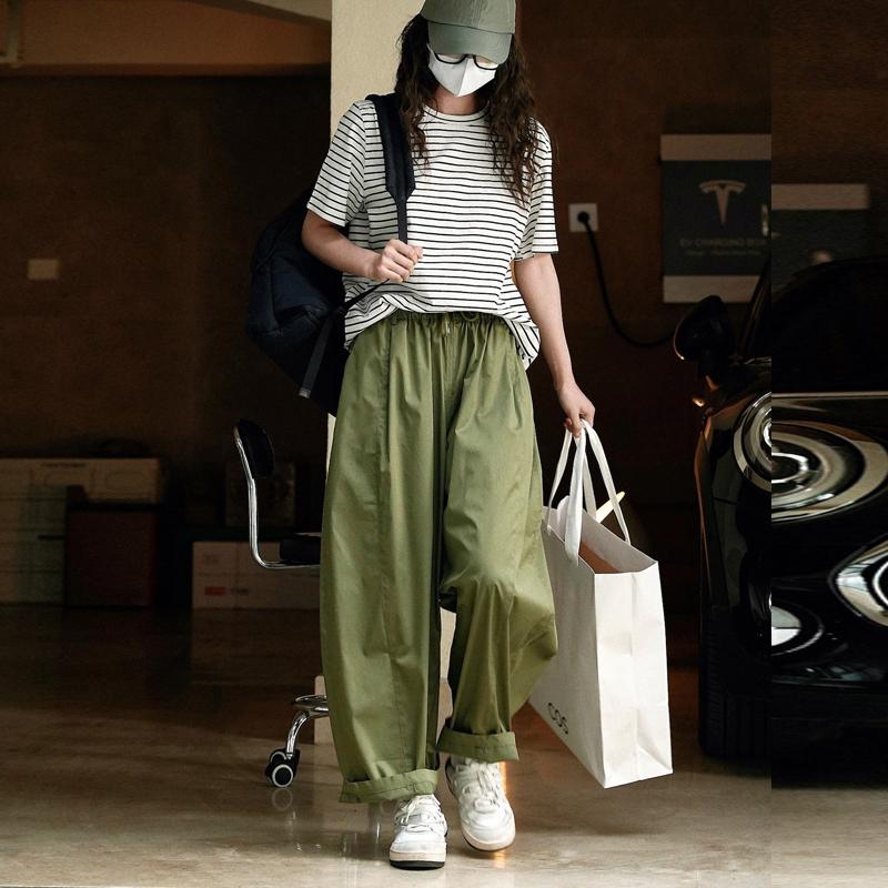 Johnature Повседневные удобные простые брюки-шаровары с эластичной резинкой на талии для женщин, однотонные свободные брюки до щиколотки со свободными карманами